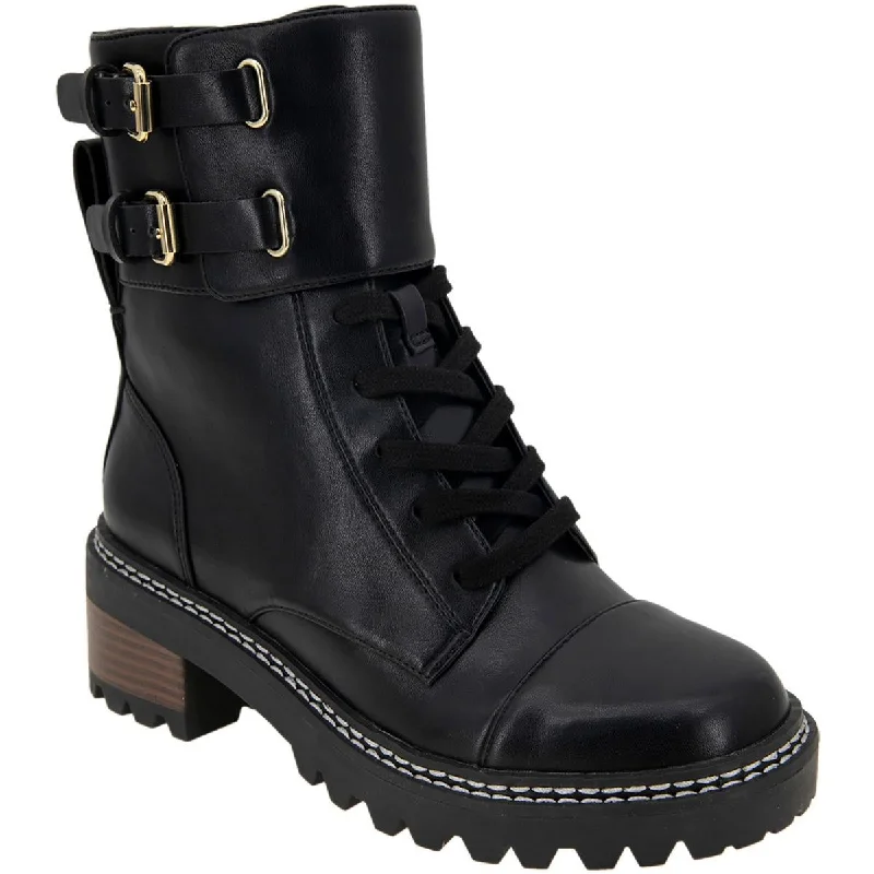 BCBGeneration Womens CURTIS Faux Leather Lugged Sole Combat & Lace-Up Boots