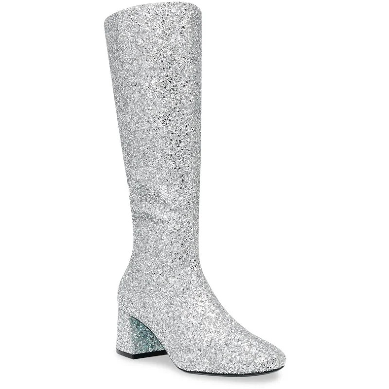 Betsey Johnson Womens Mitzi Glitter Tall Knee-High Boots