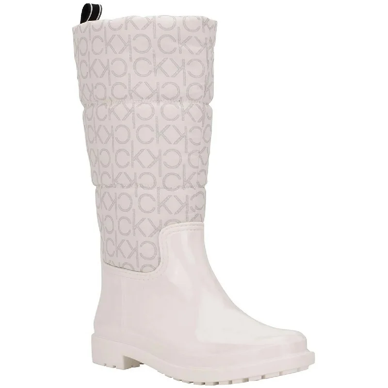 Calvin Klein Womens Suli  Logo Round Toe Rain Boots