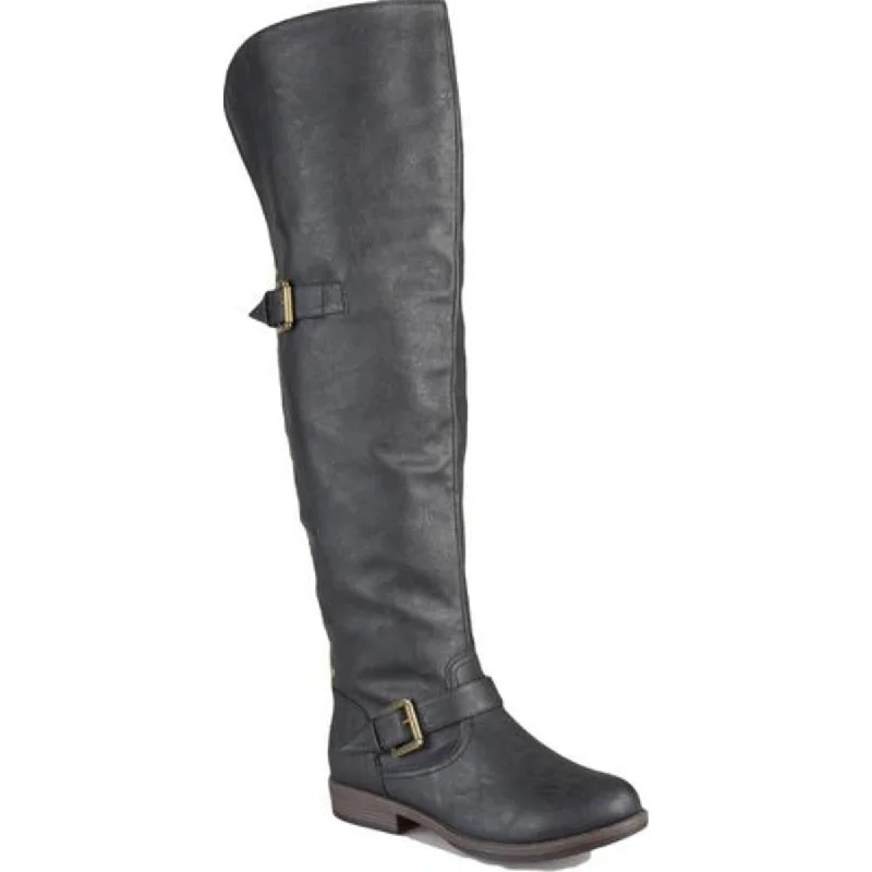 Journee Collection Womens Faux Leather Buckle Knee-High Boots