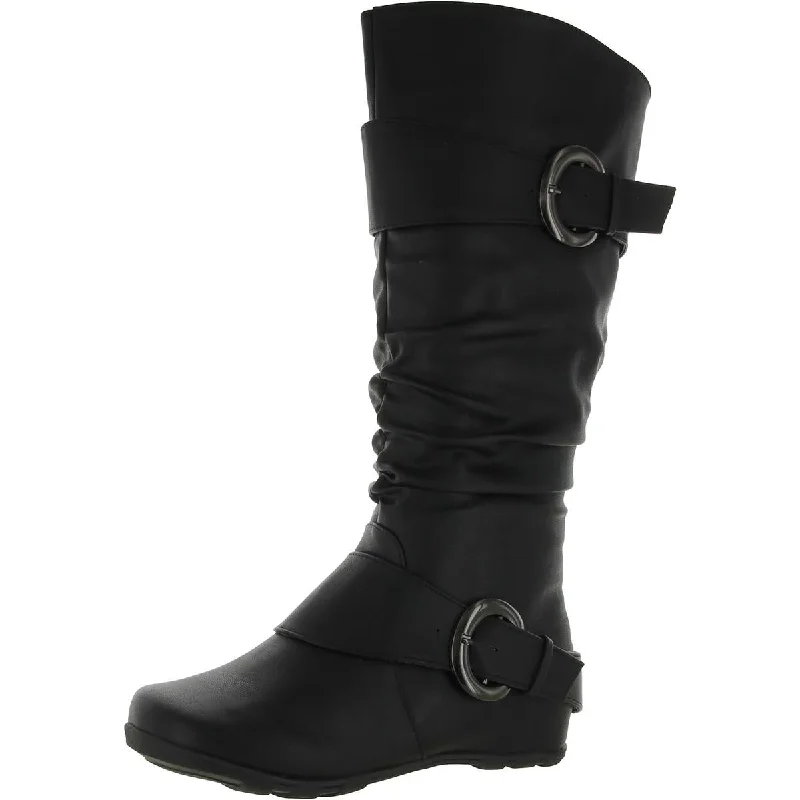 Journee Collection Womens Faux Leather Tall Knee-High Boots