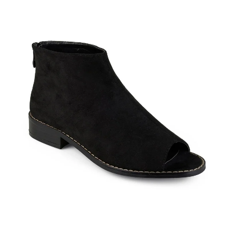 Journee Collection Womens Reya Vegan Suede Open Toe Booties