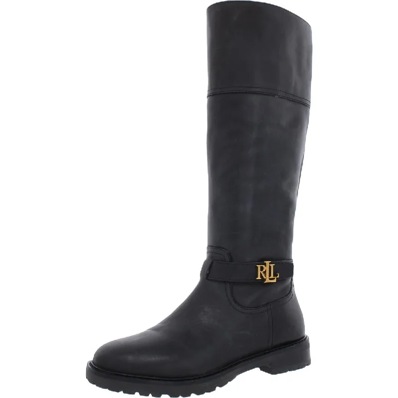 Lauren Ralph Lauren Womens Everly Leather Wide Calf Mid-Calf Boots