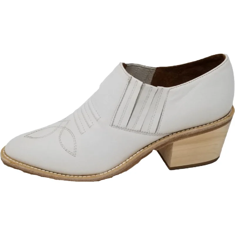 NYLA Womens Santa Ana Leather Block Heel Shooties