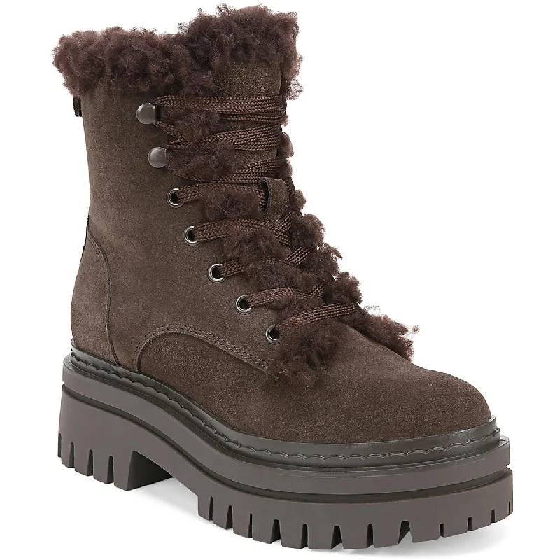 Sam Edelman Womens Kyler Lace-Up Zipper Shearling Boots