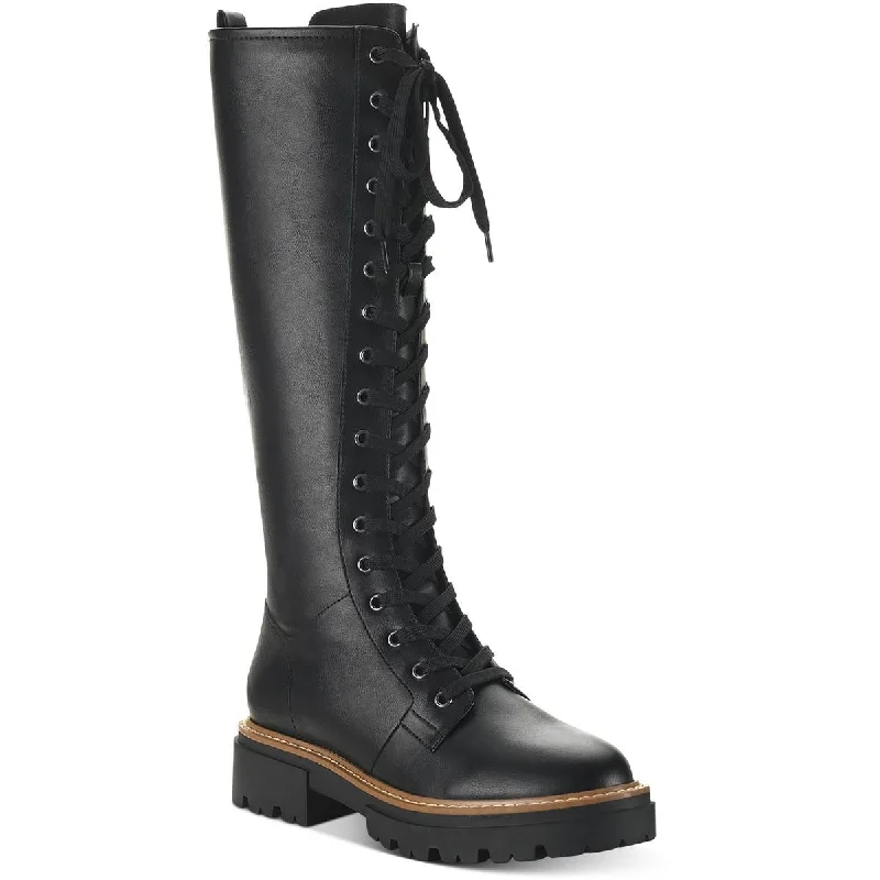 Sun + Stone Womens Aylssaa  Faux Leather Tall Combat & Lace-up Boots