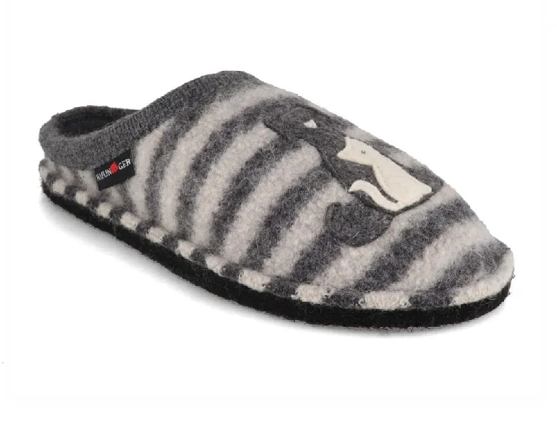 HAFLINGER Women Boiled Wool Slippers 'Flair Canegatto', anthracite