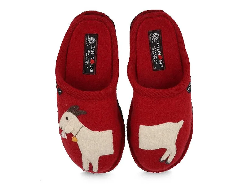 HAFLINGER Women Boiled Wool Slippers 'Flair Heidi', paprika