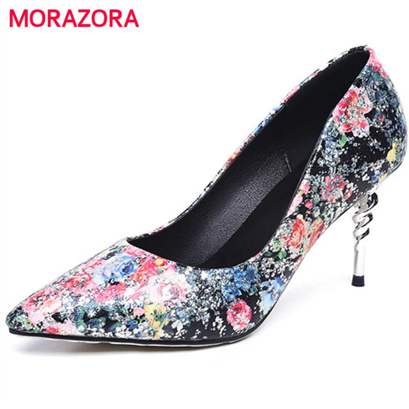 MORAZORA Microfiber printing pointed toe