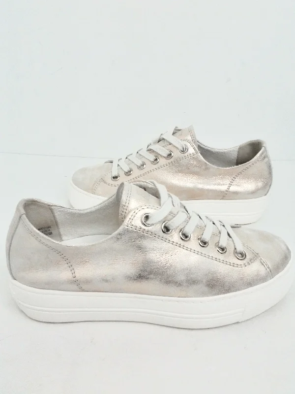 Paul Green Women's Pale Gold Platform Sneakers Size 5 (UK), 7.5 (US)