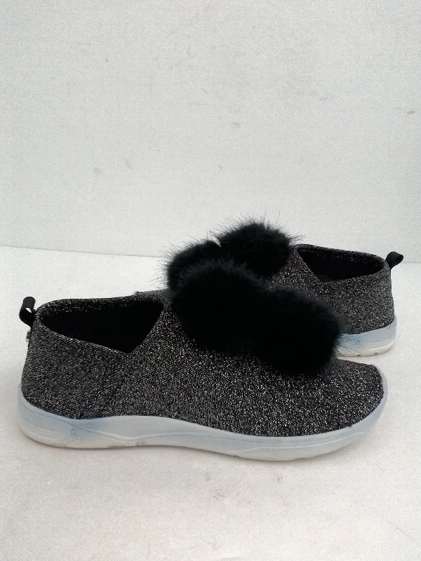 Sam Edelman Women's Ariana Pom Black/Silver Sneaker Size 4