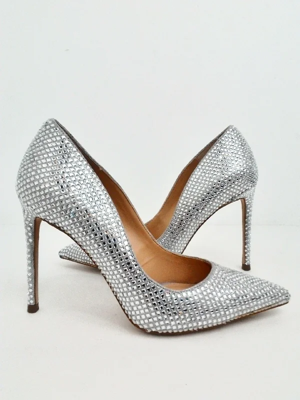 Steve Madden Women's Vivie Silver Crystals Size 7.5 M